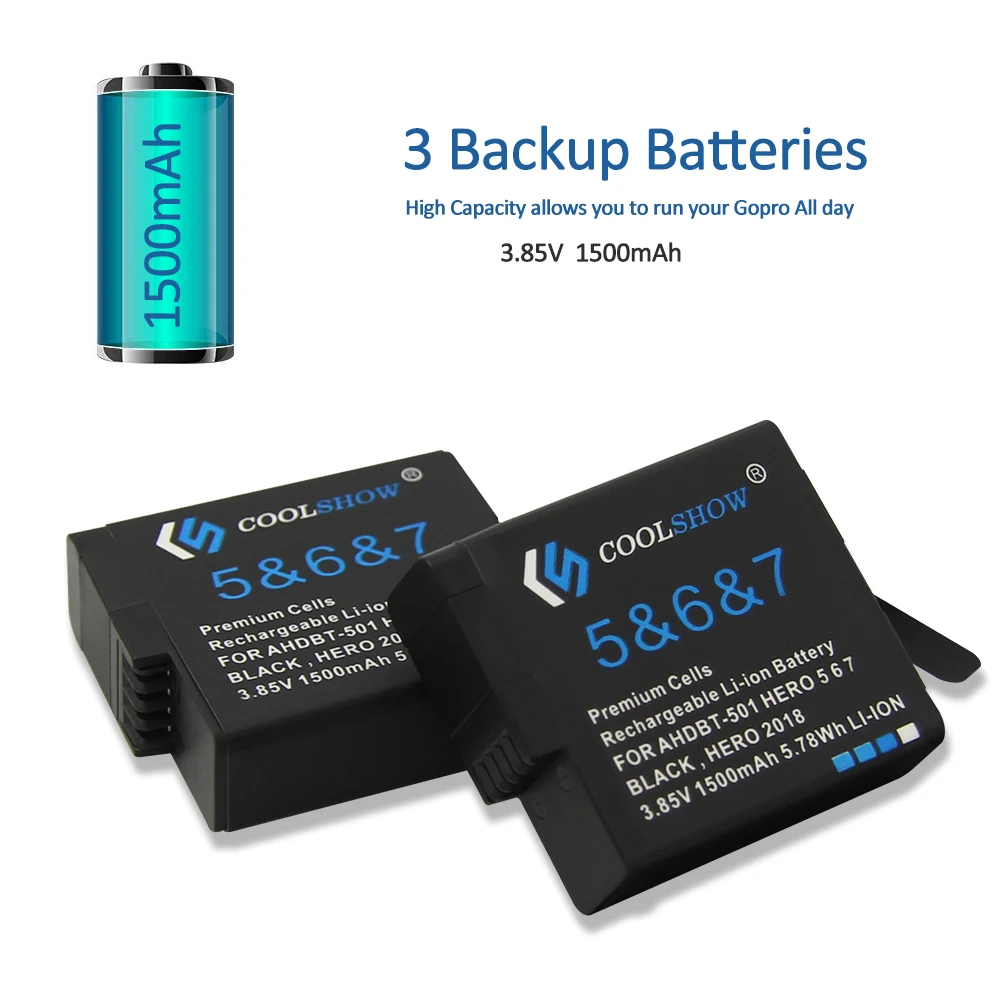AHDBT-501 Аккумулятор для камеры GoPro Hero 5 Gopro 6 7 AHDBT 501 1500 mAh/AHDBT501 USB зарядное устройство для Go Pro 7 6 5 Hero5 аксессуары