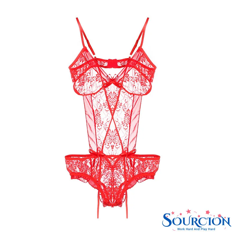 

Sourcion New Ladies Sexy Fashion Underwear Jumpsuit Summer Pajamas Erotic Lingerie Red Lace Tights Doll Dress Female Bodysuit