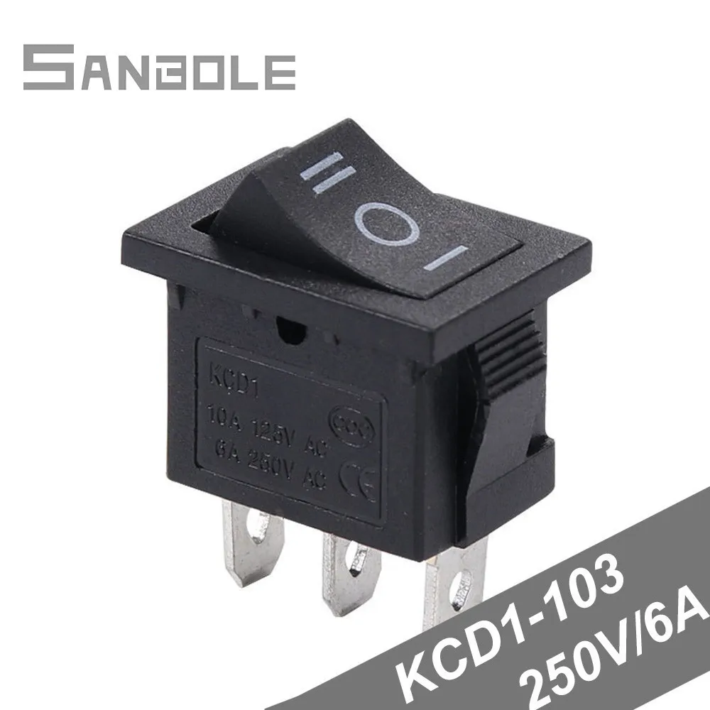 

Rocker Switch Ship Type KCD1-103 Black Electric Power Boat Shaped Switches 3 Foot 3 Positions 6A/250V 10A/125V (30PCS)