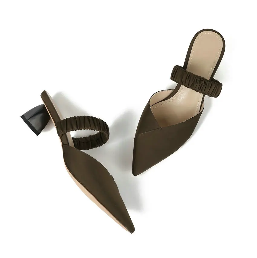 

NIKOVE 2020 Elegant Summer Women Pumps Shoes Leather+PU Slingback Med Heel Pointed Toe Solid Casual Fashion Shoes Size 34-39