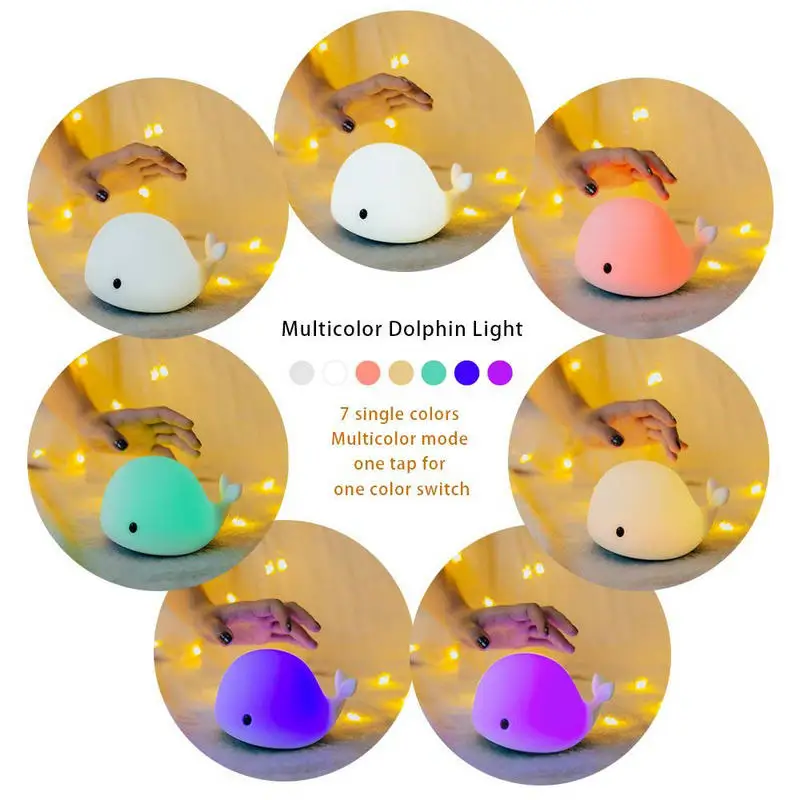 

Cute LED Night Light Silicone Touch Sensor 7 Colors Night Lamp Kids Baby Bedroom Desktop Decor Ornaments Battery USB Charge