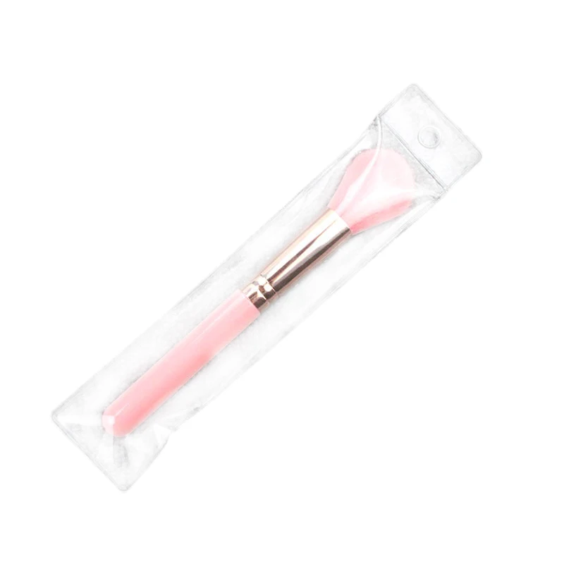 Розовая маленькая кисть для румян пластиковая ручка с эффектом пламени ОПП пакет