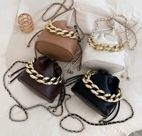 thick chain tote bucket bag fashion new high quality pu leather womens designer handbag lattice shoulder messenger bag