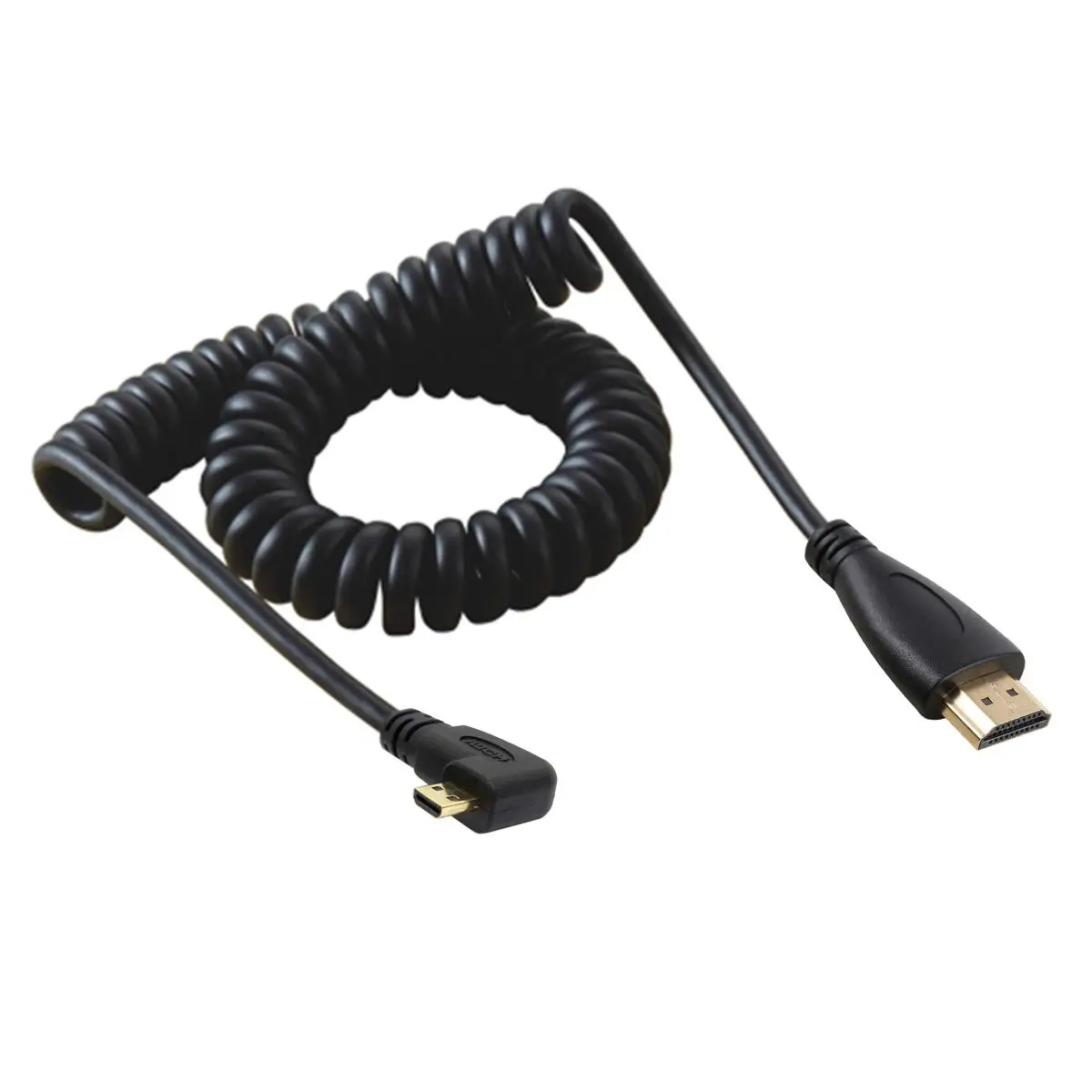 Эластичный пружинный левый и правый угловой 90 градусов Micro HDMI к Мужской HDTV кабель