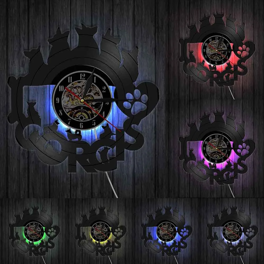 Детские современные 3D настенные часы с изображением корги собаки винилового