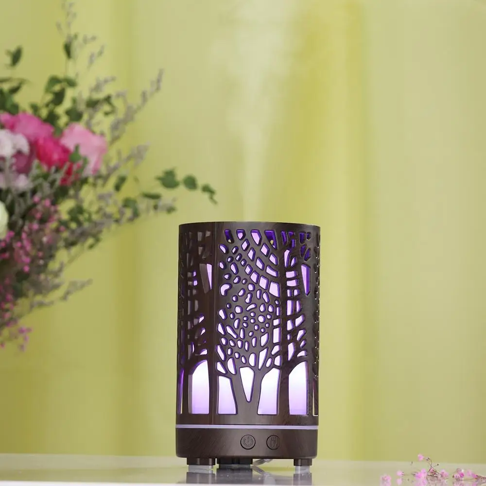 

200ML WIFI Control Ultrasonic Air Humidifier Aroma Essential Oil Diffuser with Wood Grain 7 Color LED Lights for Office Home