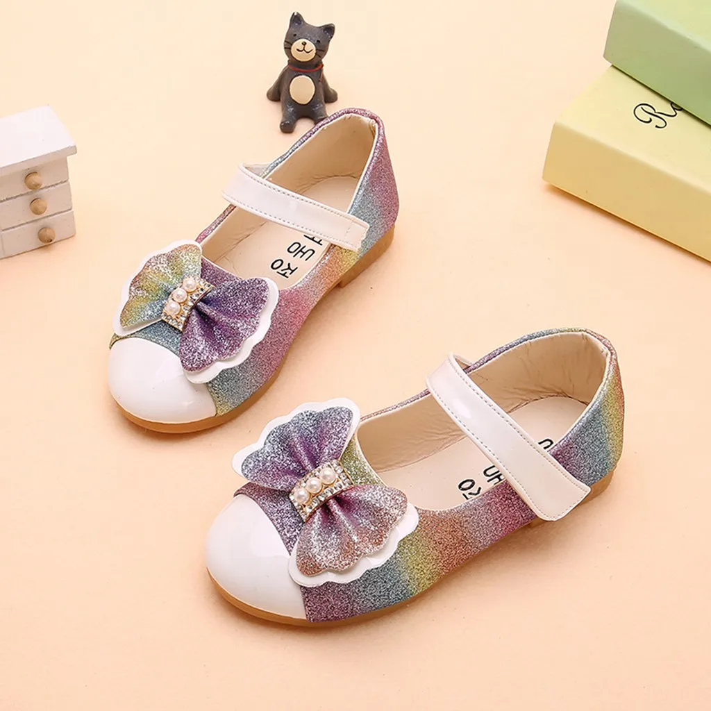 Kids Shoes For Girls Shoes Children Kids Casuals Shoe Baby Girl Pearl Bowknot Bling Single Princess Casual Shoes Zapatillas Nino