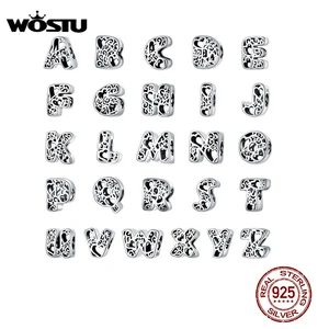 Женский браслет WOSTU, из 100% серебра 925 пробы, с буквами и алфавитом