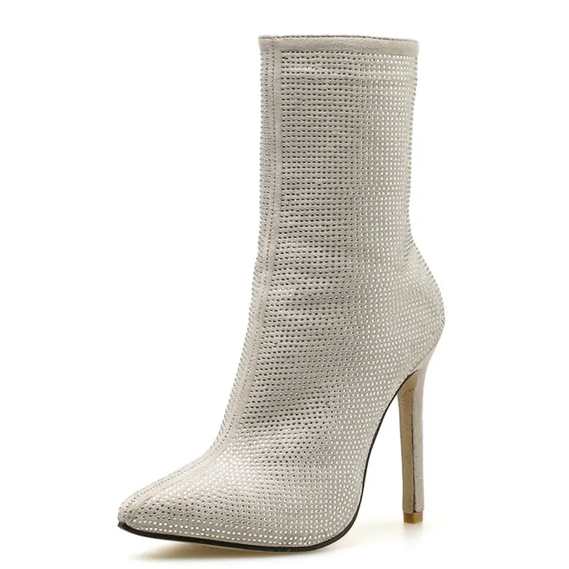 Женские ботильоны размера плюс Большие размеры 35-42 Стразы Женская обувь на