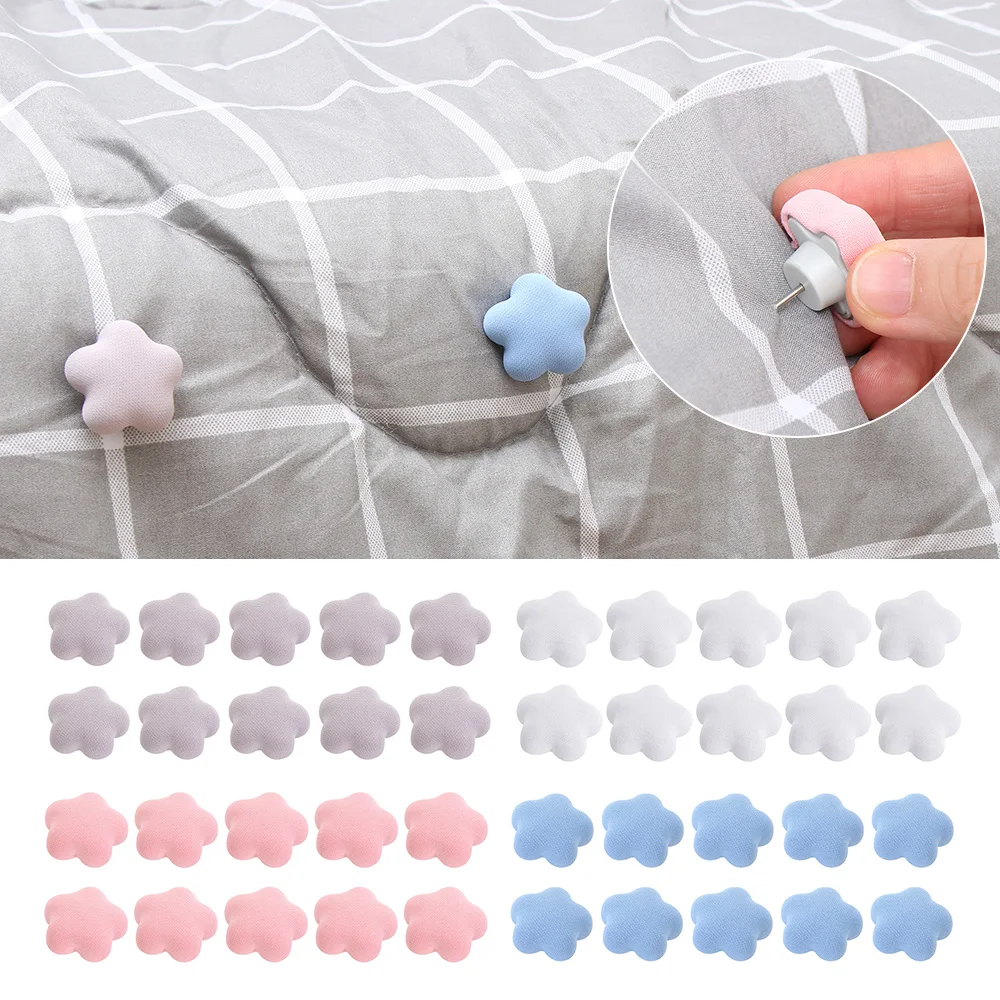 

10Pc Macaron Plum Bossom Quilt Holder Quilt Fixer One Key to Unlock Blankets Cover Fastener Clip Plastic Needle Bed Sheet Buckle