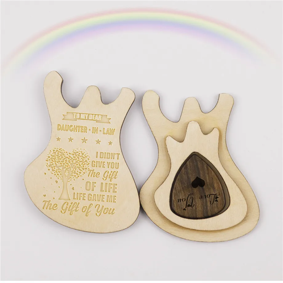 Wooden Electric Guitar Picks Gift Box guitarist plectrum box wedding music pickups paddles customized engraved dropship EG0029 | Спорт и