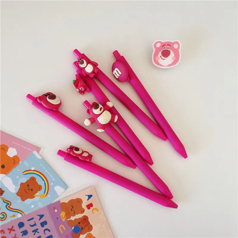 Ручка-гелевая Toy Story Lotso для студентов с чёрным сердечником 0,5 мм, с милыми карикатурами для школьных принадлежностей, письма в офисе и в качестве подарка.