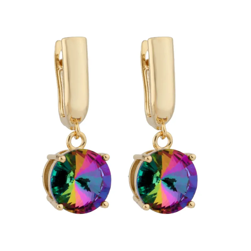 Роскошный светильник женские серьги желтого золота 12 мм круглые висячие длинные