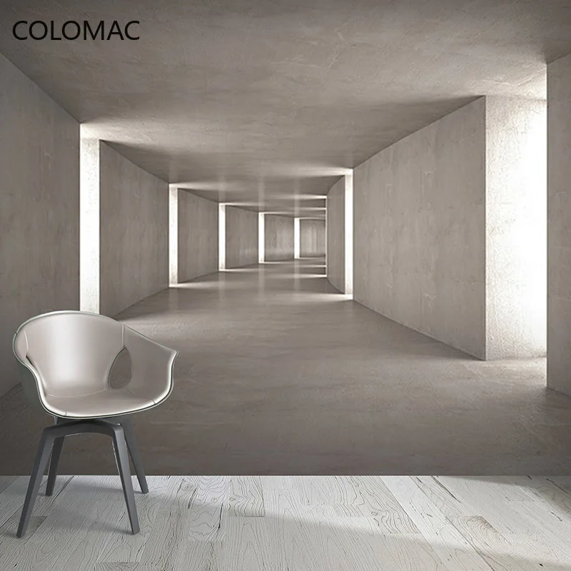 

Colomac Custom Nordic Minimalist 3D Extended Space Creative Industrial Style Cement Gray Wallpaper Dropshipping