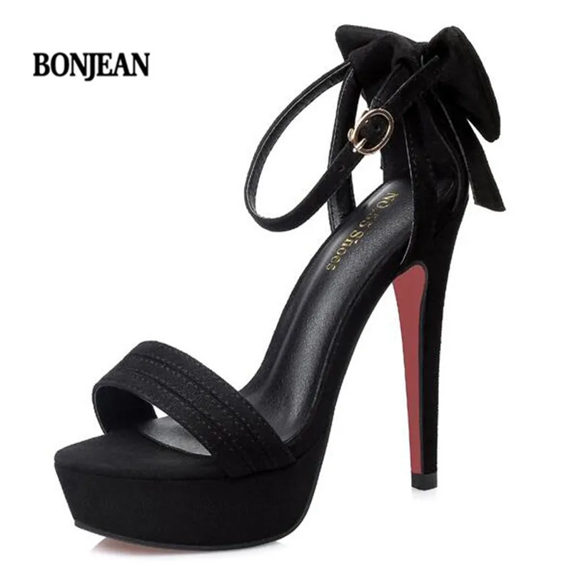 Новинка 2019 года пикантные босоножки на высоком тонком каблуке с бантом