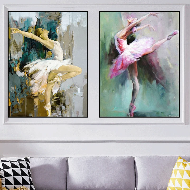 

Dancing Ballerina Canvas Paintings Ballet Dancer Painted Abstract Girl Wall Art Pictures for Living Room Home Decor Picture