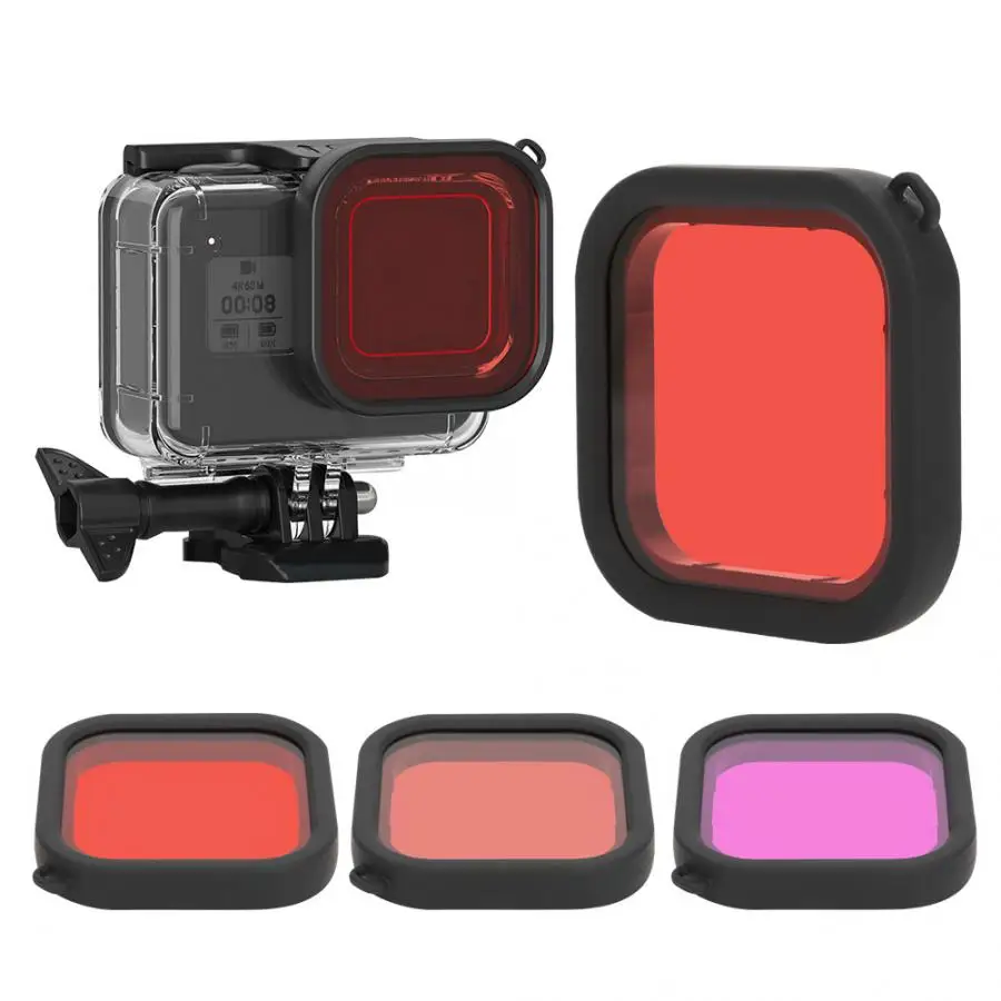 ABS Diving Lens Filter with Rope for GoPro 8 Action Camera Waterproof Shell | Электроника