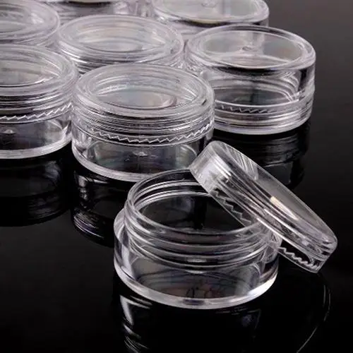 

50Pcs Jar Rhinestone Nail Glitter Empty Jars 5 Gram Bottle Make UP Cream Powder Round Container Jar Screw Cap Refillable Bottles