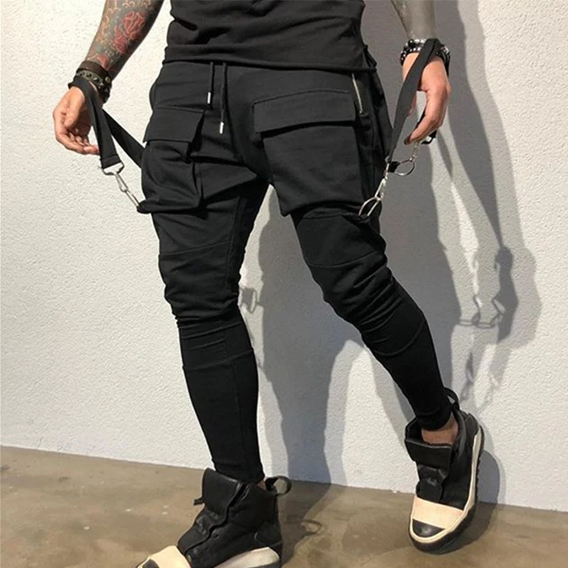 

Новинка Осень 2021, мужские хлопковые спортивные брюки, однотонные брюки для фитнеса и тренировок, мужские повседневные модные брюки-каранда...