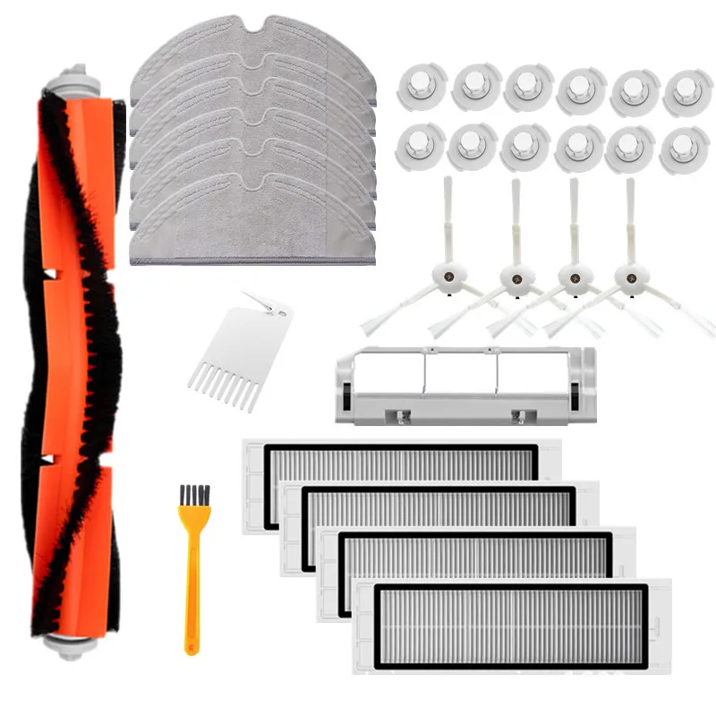 30pcs lot Подходит для Xiaomi Roborock Robot S50& S51 наборы запасных частей пылесоса вставка из ткани для швабры влажной уборки фильтр боковая щетка часть - Цвет: 30pcs lot