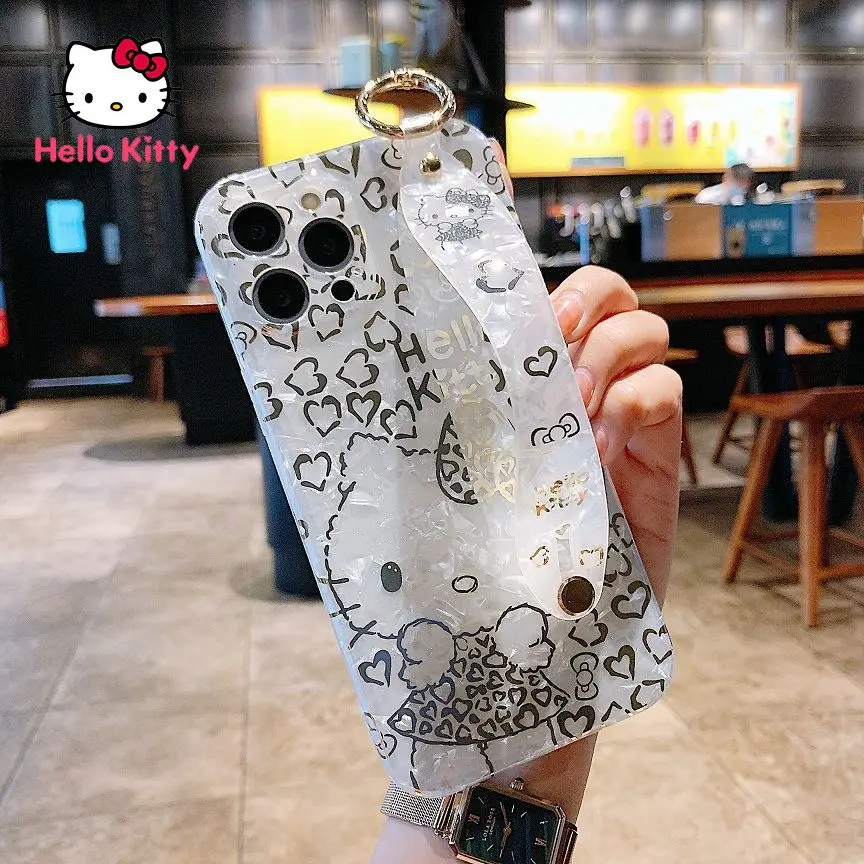 

Hello Kitty Phone Case for iPhone 7/8P/X/XR/XS/XSMAX/11/12Pro Phone Cute Cartoon Pattern Wristband Case Cover