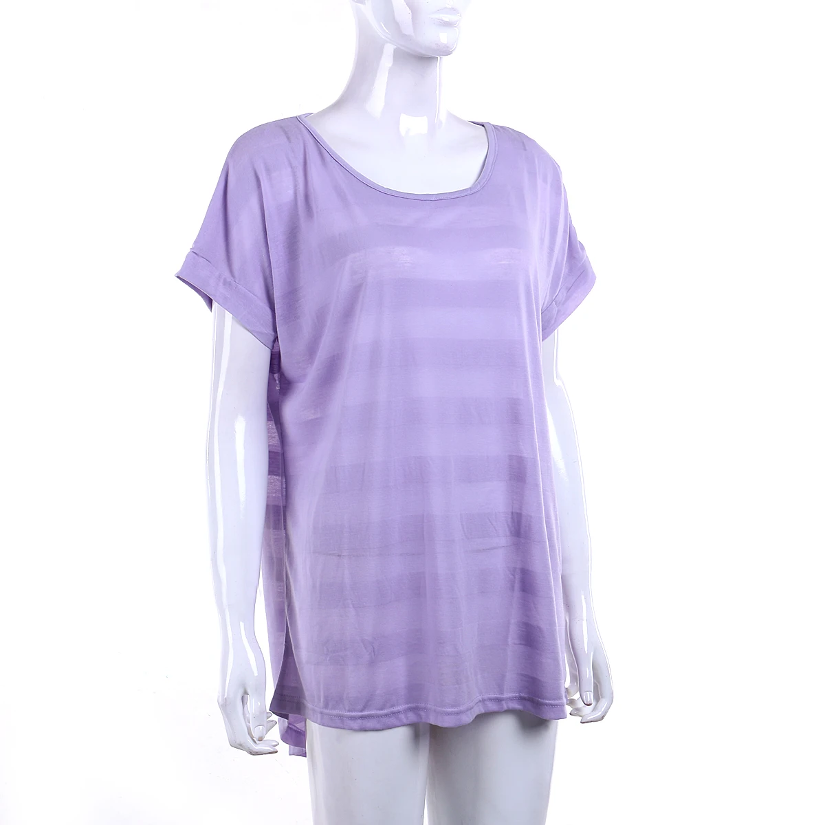 Women Summer Loose T-Shirt Purple Short Sleeve Quick Drying Tops Plus Size