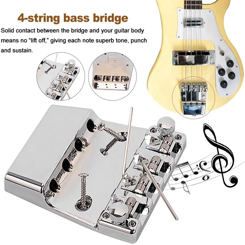 

4-String Bass Bridge Metal Electric Guitar Bass Bridge Repair with Wrench for American Vintage Jazz Bass