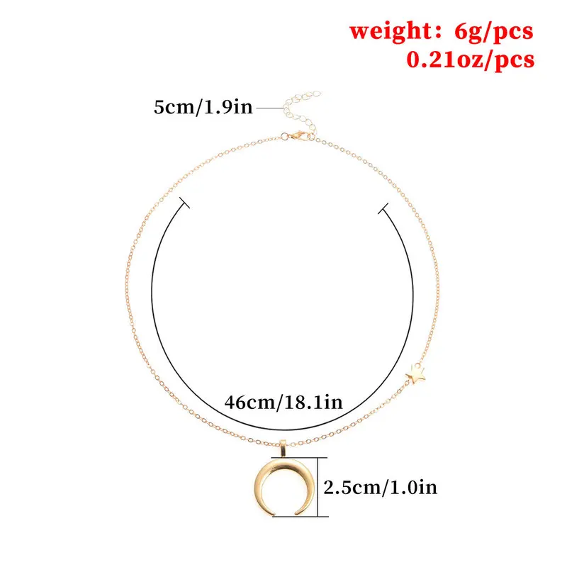 Простое ожерелье с подвеской в форме звезды и Луны модное металлическое