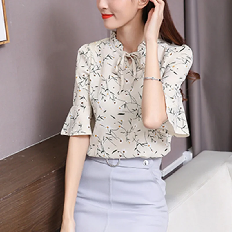 Женская шифоновая блузка с длинным рукавом и цветочным принтом топы для лета TC21 |