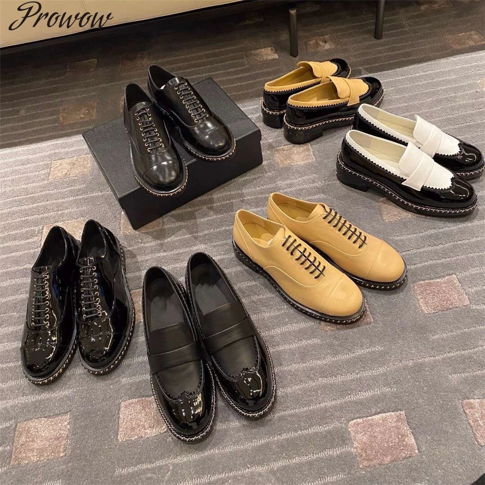 

Prowow Top Quality Soft Sheep Leather Shoes New Spring/Autumn Casual Ladies Shoes Solid Shallow Lace-up Dance Flat With Shoes