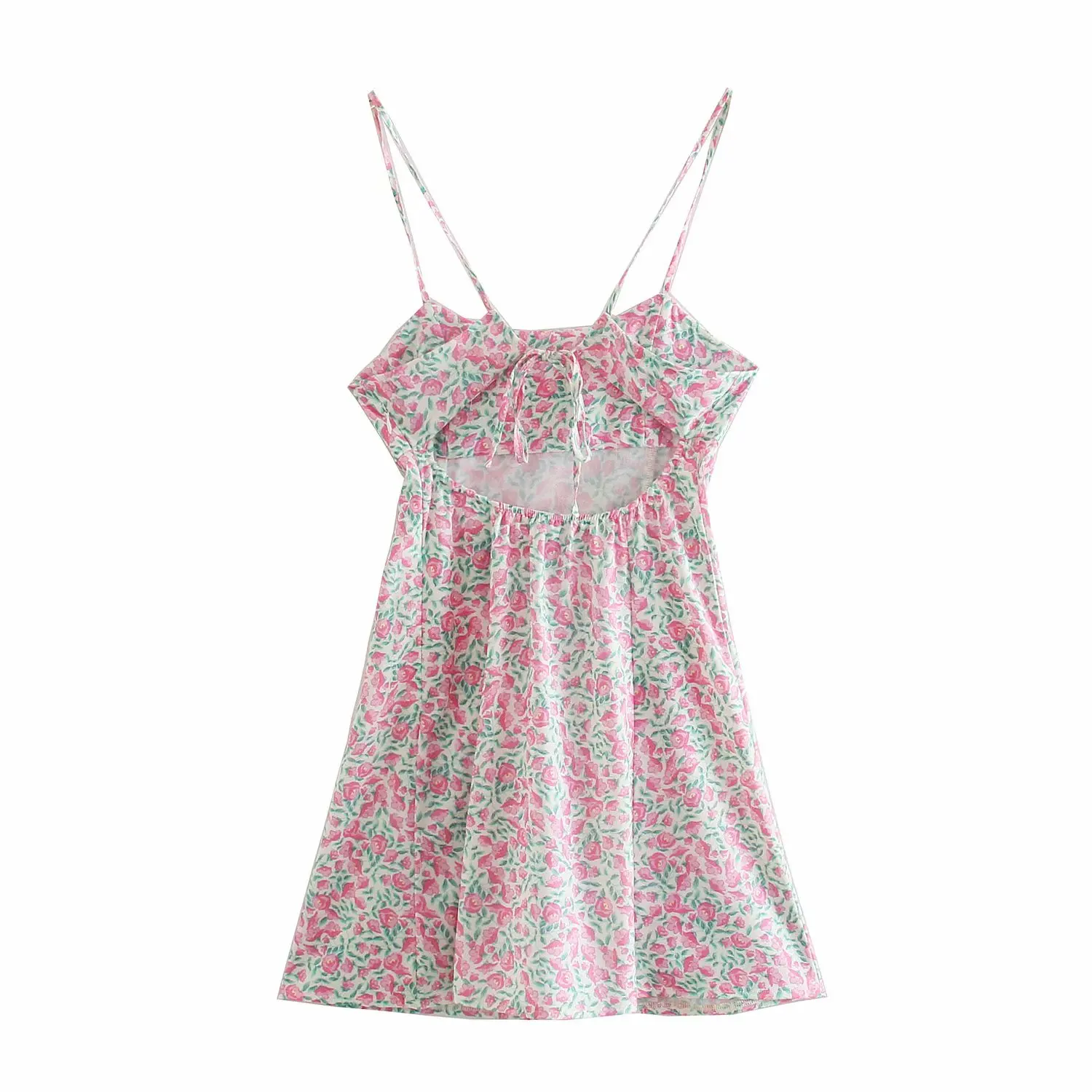 

ZA 2021 Summer Women Camis Dress Sleeveless A-Line Printed Dresses Causal Sexy Mini Vestido Fashion Female Backless Fit Dress