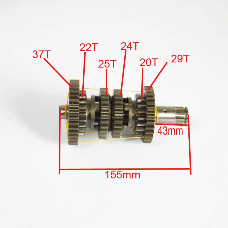 

countershaft shineray X2 X2X 250cc countshaft mainshaft transmission gear M-6 counter-shaft count 6 gear shaft main comp