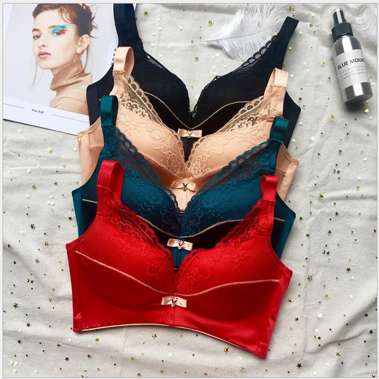 Новый стиль однотонный бюстгальтер без стальных колец удобный пуш-ап