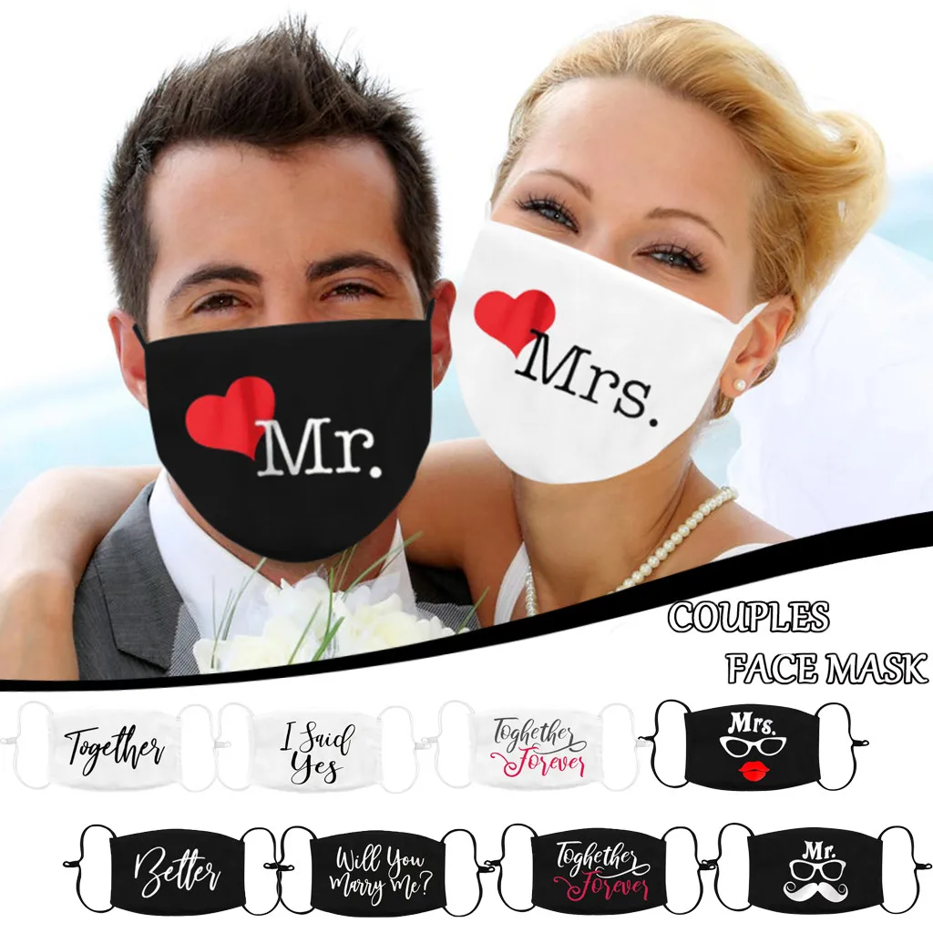 Взрослая многоразовая маска для лица с регулируемым фиксатором Mr. Mrs. печать рта.