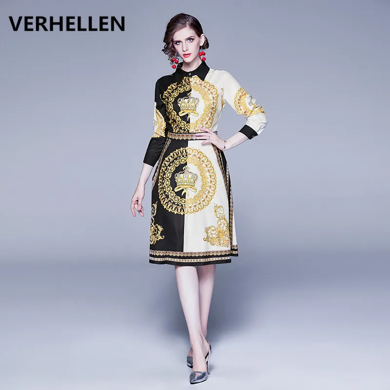 VERHELLEN высококачественное модное подиумное платье 2019 осеннее женское с длинными