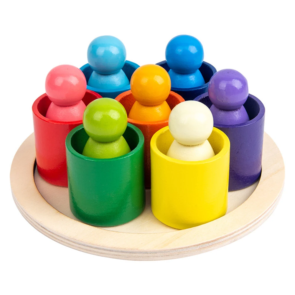 

Montessori Wooden Blocks Colorful Rainbow Blocks DIY Stacking Game Kids Gifts for Children