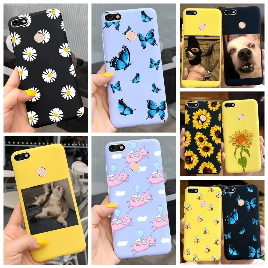 

For Huawei Y6 Pro 2017 Case 5.0" Soft Silicone Anti-knock Back Shell For Huawei Y6PRO SLA-L02 Cover Y 6 PRO Flowers Coque Fundas