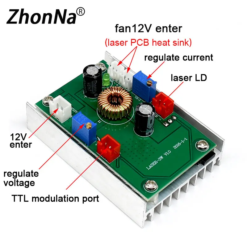 

Laser with Board PCB Circuit Board ForRed/Green/Blue100 to 5000mW High-Power Laser Drive With TTL Laser With Board DC 12V Input