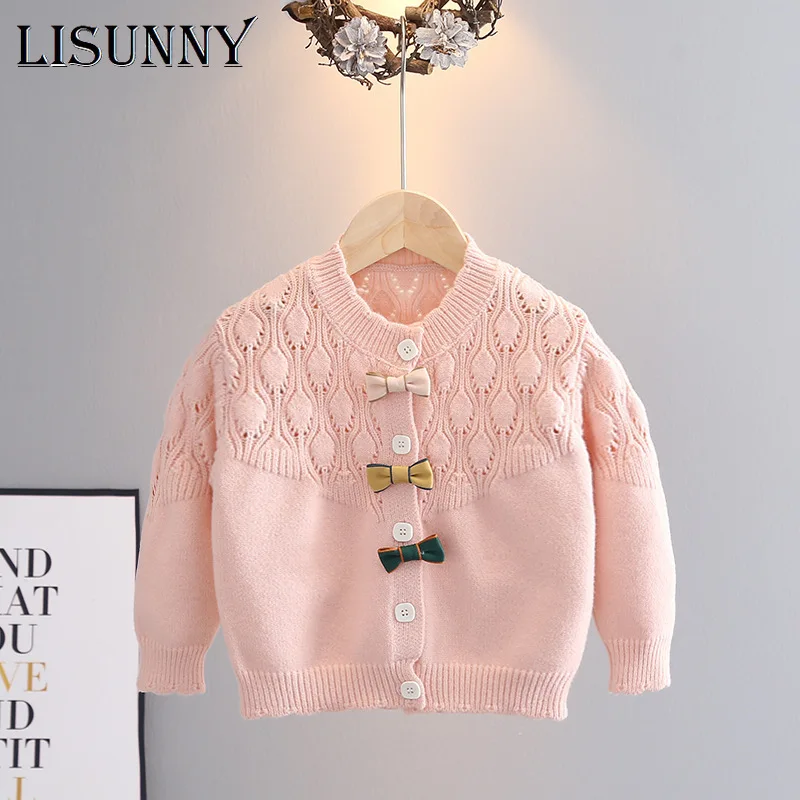 

Girls Cardigan Sweater Spring Autumn 2021 Lolita Style Children Knitwear Jacket Baby Top Kids Coat Toddler Clothes O-Neck 0-5y