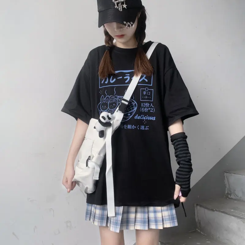 

MINGLIUSILI Kawaii T-shirt Women 2021 Fashion Graphic T Shirts Women Y2k Print Top Female Summer Harajuku Loose T Shirt Women