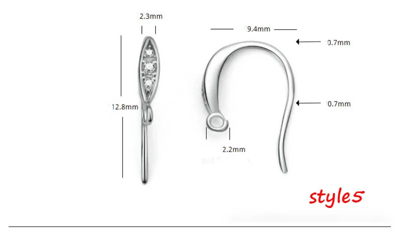 Style5 2 шт покрытые серебром 925 крючок для сережек, циркон, кристалл, застежка установка для DIY серьги изготовление, поиск ювелирных изделий серьги ювелирные изделия аксессуары - Цвет: Style5