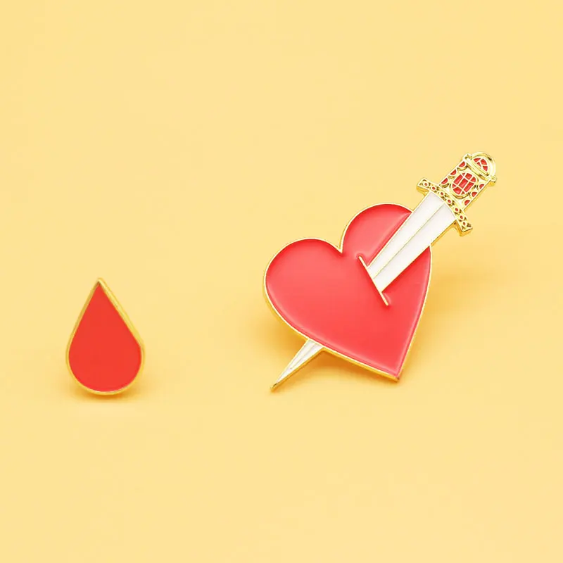 

Red heart brooch and enamel pins Men and women fashion jewelry gifts anime movie novel lapel badges