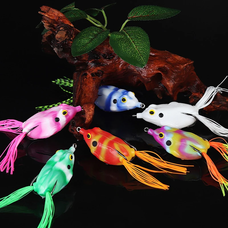 

Hollow Frog Fishing Lures 6cm 12.5g Soft Plastic Frog Fishing Lure Lifelike Eyes Double Claw-Like Hook Bass Fishing Tackle