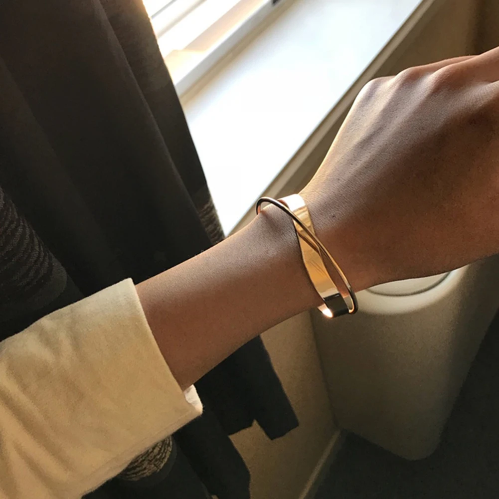 Новинка 2020 корейский глянцевый двухслойный Открытый браслет с геометрическим