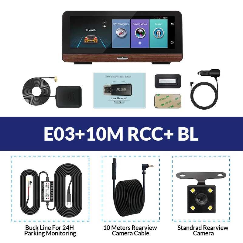 E-ACE E03 автомобильный gps-навигатор 4G Автомобильный видеорегистратор Камера заднего вида с двойным объективом 8 дюймов Android 5,1 ADAS видео рекордер навигаторы