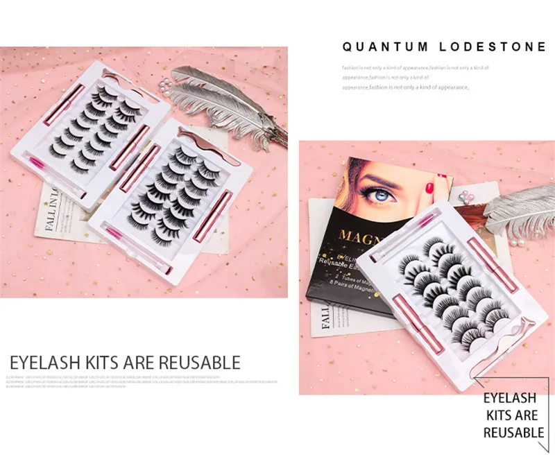 

Magnetic Eyelashes 3D Mink Eyelashes Magnetic Eyeliner Waterproof Liquid Short False Lash Lasting Handmade Eyelash Makeup Tool