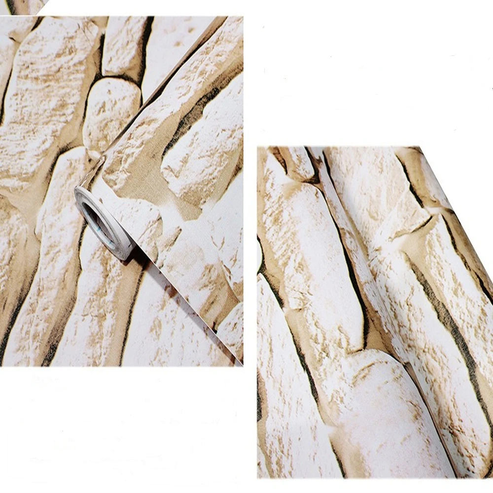 

3D Stone Brick Wall Stickers Paper Bedroom Headboard Renovation Wallpaper Scratch Proof Home Decor Sticker Embossing Decals