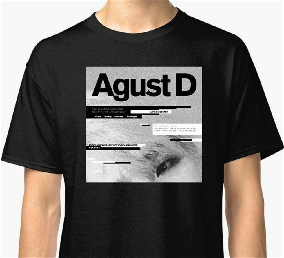 Новые черные футболки Agust D для мужчин рубашка одежда размер S 2Xl молодежи среднего