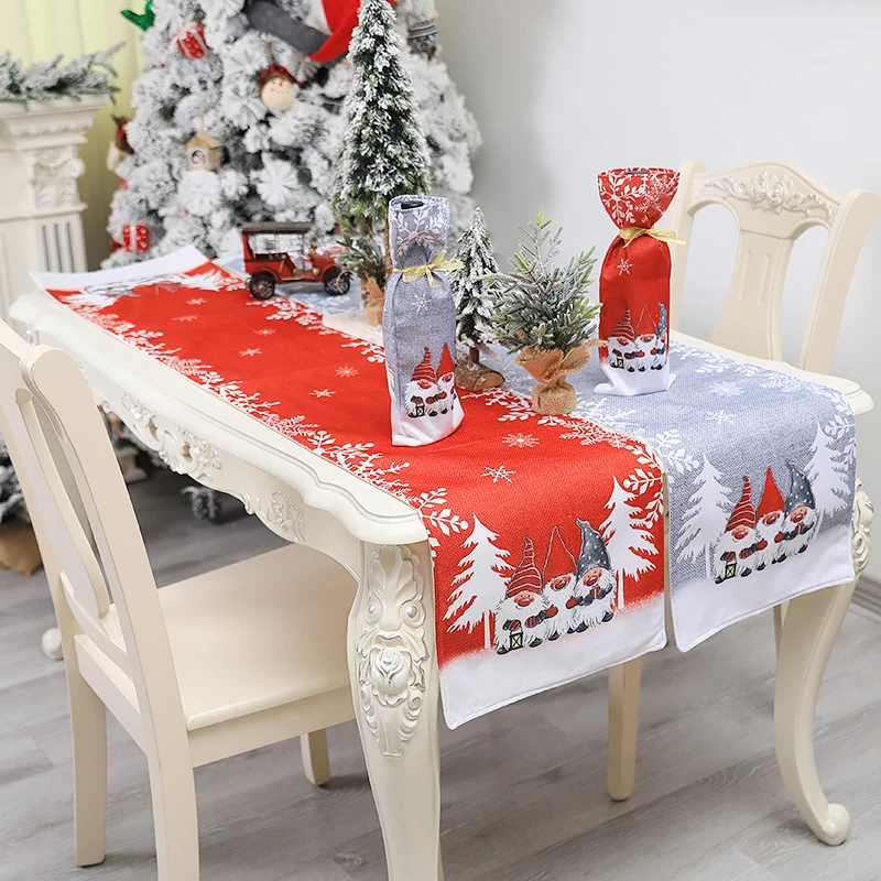 

Christmas Gift Snowflake Snowman Table Runner Merry Christmas Decor For Home 2021 Xmas Ornaments New Year's Decor 2022 Navidad