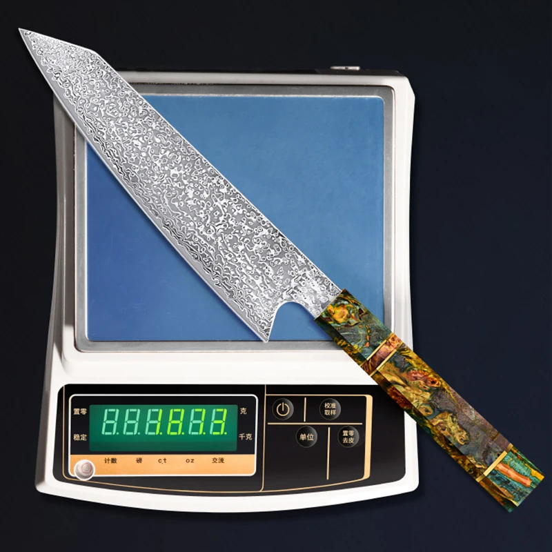 

67 Layers Japanese Damascus Steel VG10 Core 8 Inch Kiritsuke Knife Natural Damascus Veins Stabilized Wood Handle Kitchen Tools
